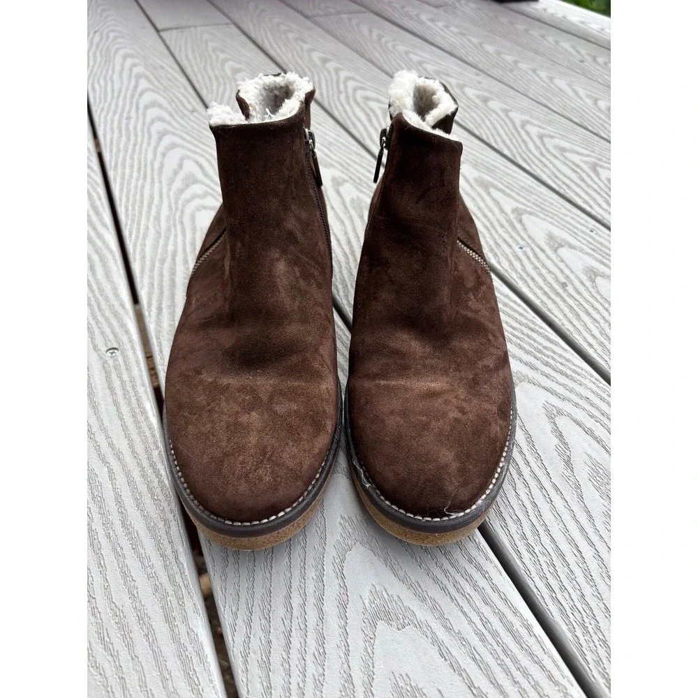 Italeau Waterproof Foliana Suede Round Toe‎ Ankle Zip Booties US Size 10.5